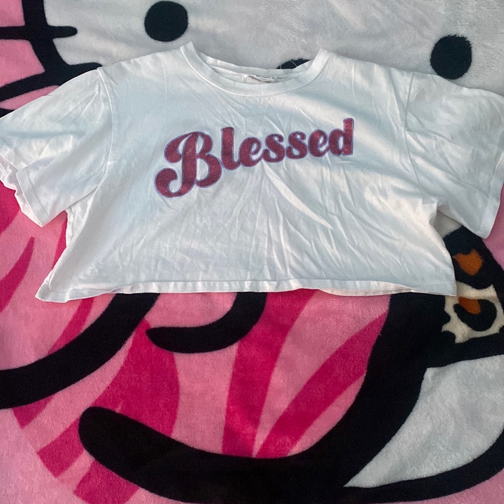 W white, crop top, blessed!